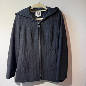 Anne Klein Women’s Wool Blend Coat - charcoall grey, size M